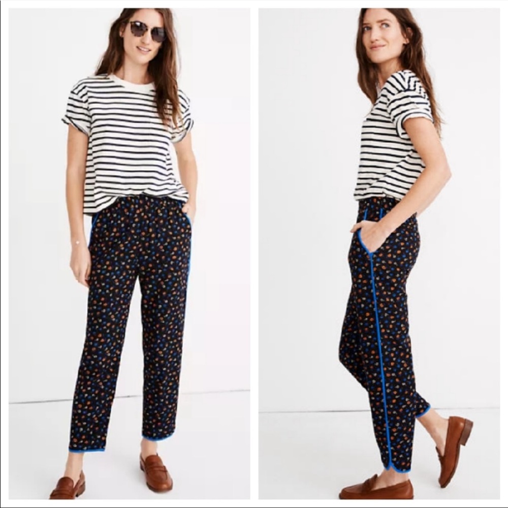 Madewell Prairie Poises Black Floral Track Pants Small